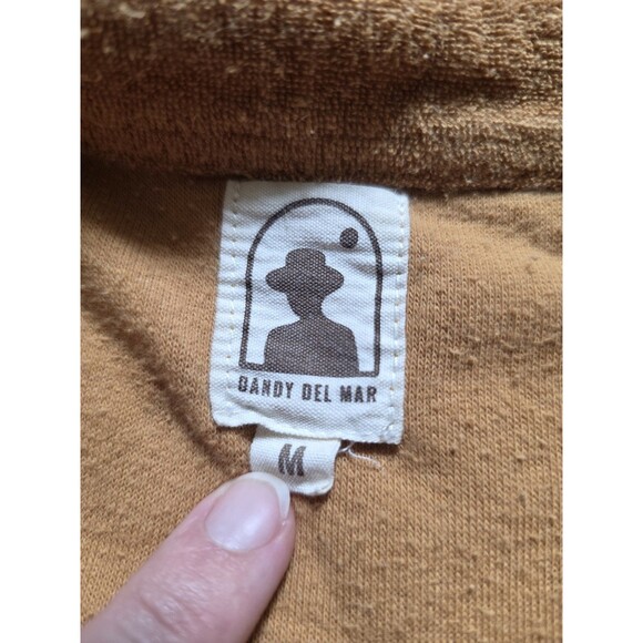 Dandy Del Mar Men's Size Medium Orange Floral Terry Button Down Shirt FLAWS - Picture 5 of 7